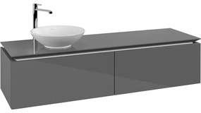 VILLEROY &amp; BOCH Legato závesná skrinka pod umývadlo na dosku (umývadlo vľavo), 2 zásuvky, 1600 x 500 x 380 mm, Glossy Grey, B59500FP