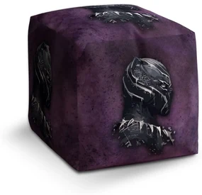 Sablio Taburet Cube BLACK PANTHER z profilu Fialový hmlistý: 40x40x40 cm