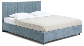 Modrá čalúnená dvojlôžková posteľ s úložným priestorom s matracom/s roštom 160x200 cm Myra Slim Line – Bonami Selection