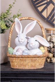 Dekorácia králiky v košíčku s vajíčkami - 17*13*20 cm