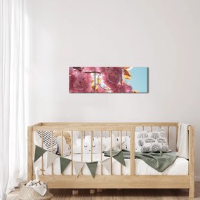 Obraz - Čerešňový kvet (s hodinami) (90x30 cm)