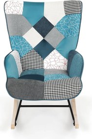 Hojdacie kreslo FABIAN II — látka, modrý patchwork
