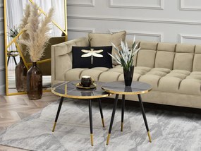Set 2 konferenčných stolíkov Zoya Zest S (mramor grafit + zlatá + čierna). Vlastná spoľahlivá doprava až k Vám domov. 1111892