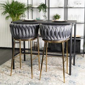 Barová židle Flores 60 cm šedá/zlatá