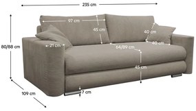 Rozkladacia pohovka Roselon (sivohnedá) (s úložným priestorom). Vlastná spoľahlivá doprava až k Vám domov. 1096906