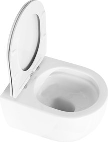 Rea Oliver, závesná WC misa Rimless s toaletným sedadlom s pomalým dopadom, biela, REA-C6509