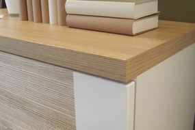 Obývacia stena Caracas Media, dub/biely lesk, s osvetlením