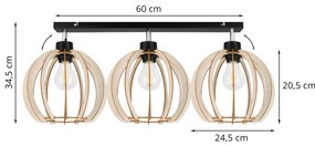 Bodové svietidlo Timber 9, 3x drevené tienidlo