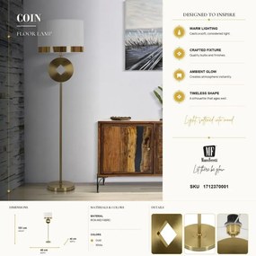 Stojacia lampa Coiny 151 cm biela/zlatá