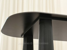 Keramický jedálenský stôl LINOS 210 čierno-biely mramor + čierne nohy