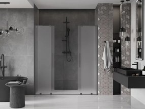 Mexen Velar L Duo, posuvné sprchové dvere do otvoru 200 cm, 8mm sklo námraza, brúsený grafit, 871-200-003-32-95