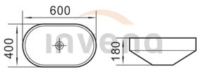 Invena Egina, umývadlo na zapustenie do pracovnej dosky 60x40x18 cm, biela, INV-CE-52-060-W