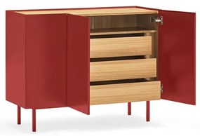 Červená nízka komoda v dekore duba 110x85 cm Arista – Teulat