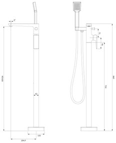 OMNIRES PM7433BL - Voľne stojacia vaňová sada s batériou PARMA matná čierna