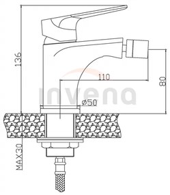 Invena Dokos, bidetová batéria, chrómová, INV-BB-19-001-V