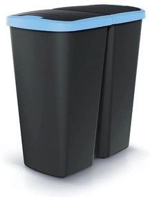 Odpadkový kôš DUO čierny, 45 l, modrá / čierna