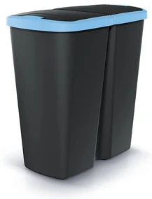 Odpadkový kôš DUO čierny, 45 l, modrá / čierna