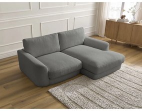 Tmavosivá rohová pohovka z textílie buklé (pravý roh/s leňoškou) Leonore – Bobochic Paris