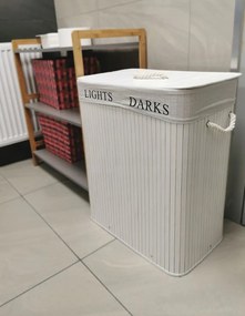Dekorstudio Bambusový kôš na prádlo 105l - biely II.akosť