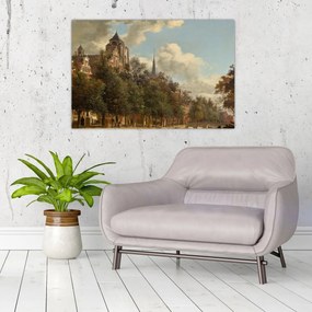 Obraz - Jan van der Heyden, View Down a Dutch Canal, reprodukcia (90x60 cm)
