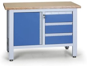 Pracovný stôl do dielne EXPERT, 3 zásuvky, 1 skrinka, 1200 x 600 x 860 - 900 mm