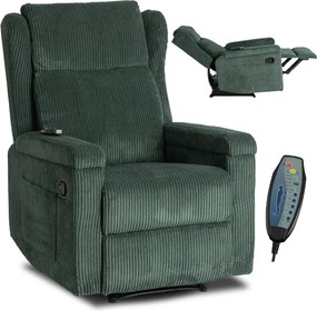 Masážne kreslo SEBASTIAN Green Corduroy