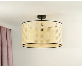 Duolla - Prisadený luster ROLLER RATTAN 1xE27/15W/230V pr. 45 cm béžová/čierna