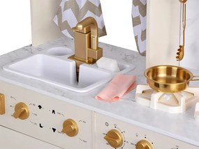 Veľká drevená kuchynská zostava v glamour štýle so zlatými doplnkami ZA5270