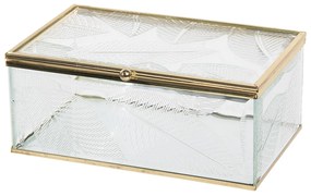 Sklenená šperkovnica so zlatým kovovým lemovaním Godelieve - 17 * 10 * 7 cm
