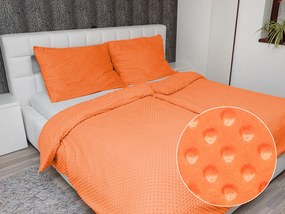 Biante Hrejivé posteľné obliečky Minky 3D bodky MKP-022 Oranžové Predĺžené 140x220 a 70x90 cm
