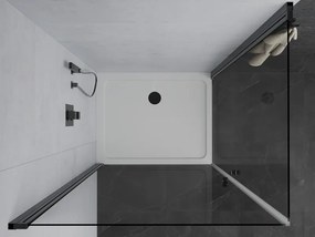 Mexen Pretoria Duo, sprchovací kút s 2-krídlovými dverami 80 (dvere) x 70 (dvere) cm, 6mm číre sklo, čierny profil + slim sprchová vanička 5cm biela s čiernym sifónom, 852-080-070-70-02-4010B