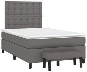 Boxspring posteľ s matracom sivá 120x190 cm umelá koža 3270455