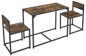Juskys Súprava kuchynského stola so stolom a 2 stoličkami - antický vzhľad dreva