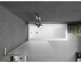 Mexen Next L, 1-krídlová vaňová zástena 80 x 150 cm, 6mm sklo námraza, 6mm číre sklo, profil brúsená oceľ, 895-080-000-03-30-97