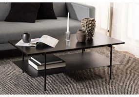 Čierny konferenčný stolík s doskou v dekore jaseňového dreva Actona Angus