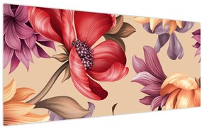 Obraz - Vintage kvety (120x50 cm)