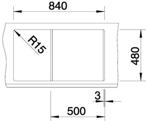 Blanco Metra 5 S, silgranitový drez 860x500x190 mm, 1-komorový, čierna, BLA-525919