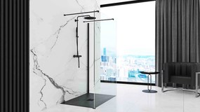 Rea Black Rock, konglomerátová sprchová vanička 120x80x3,5 cm + sifón, čierna, REA-K4579