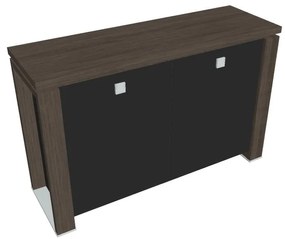Nízka skriňa Verno+ S 140 x 46 x 90 cm, sklenené dvere, dub antracit / čierna