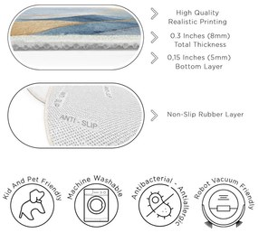 Prateľný okrúhly koberec v modrej a zlatej farbe ø 100 cm Golden Leaves – Mila Home