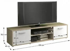 Tempo Kondela TV stolík, dub sonoma/biela, ZUNO NEW 01
