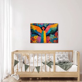 Obraz - Abstraktný anjel s kvetmi (70x50 cm)