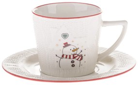 Biela porcelánová šálka s vianočným motívom 110 ml Snowman – Dakls