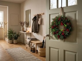 Adventný veniec na dvere RED BERRIES Ø 35 cm, zelený/červený