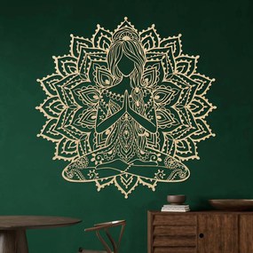 SENTOP | Drevená mandala joga žena – 3D obraz na stenu do obývačky | SENTOP PR0511