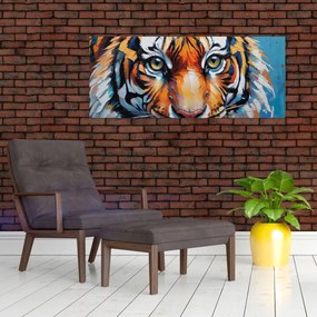 Obraz - Pohľad tigra, maľba (120x50 cm)