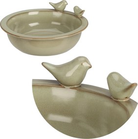 Napájadlo pre vtáky Birdie, 9,5x24 cm, keramika, zelená