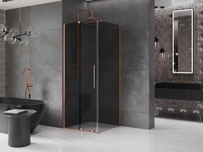 Mexen Velar, sprchový kút s posuvnými dverami 120 x 120 cm, 8mm šedé sklo, medená matná, 871-120-120-41-65