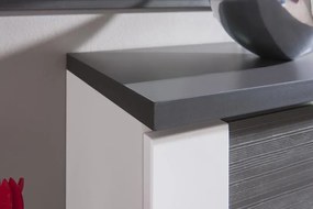 Obývacia stena Caracas kombi 333, grafit/biely lesk, s osvetlením