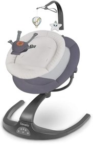Lionelo - Detské hojdacie kresielko s melódiou RINA 4× AA Grey Concrete + diaľkové ovládanie